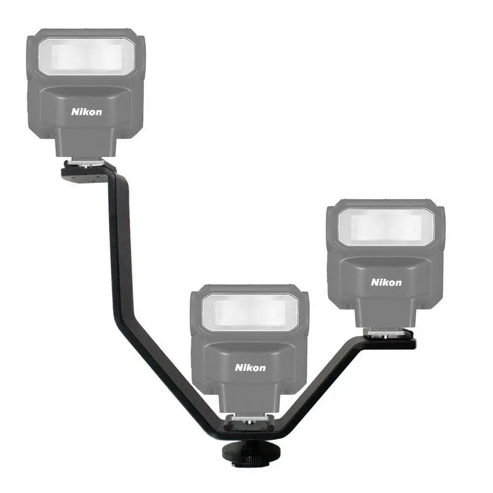 Photography Lighting Description - V Bentuk Triple Mount Hot Shoe